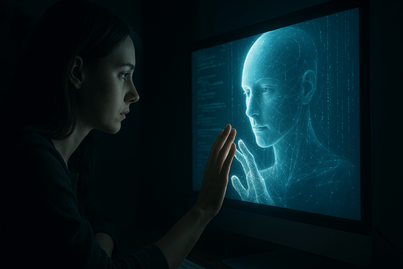 AI–human digital touch trough screen.